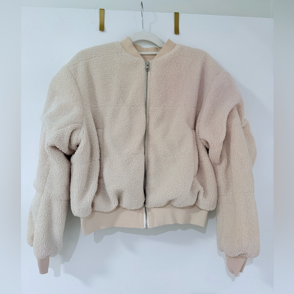 COS Off-White Teddy Sherpa Bomber Jacket - Picture 2 of 3